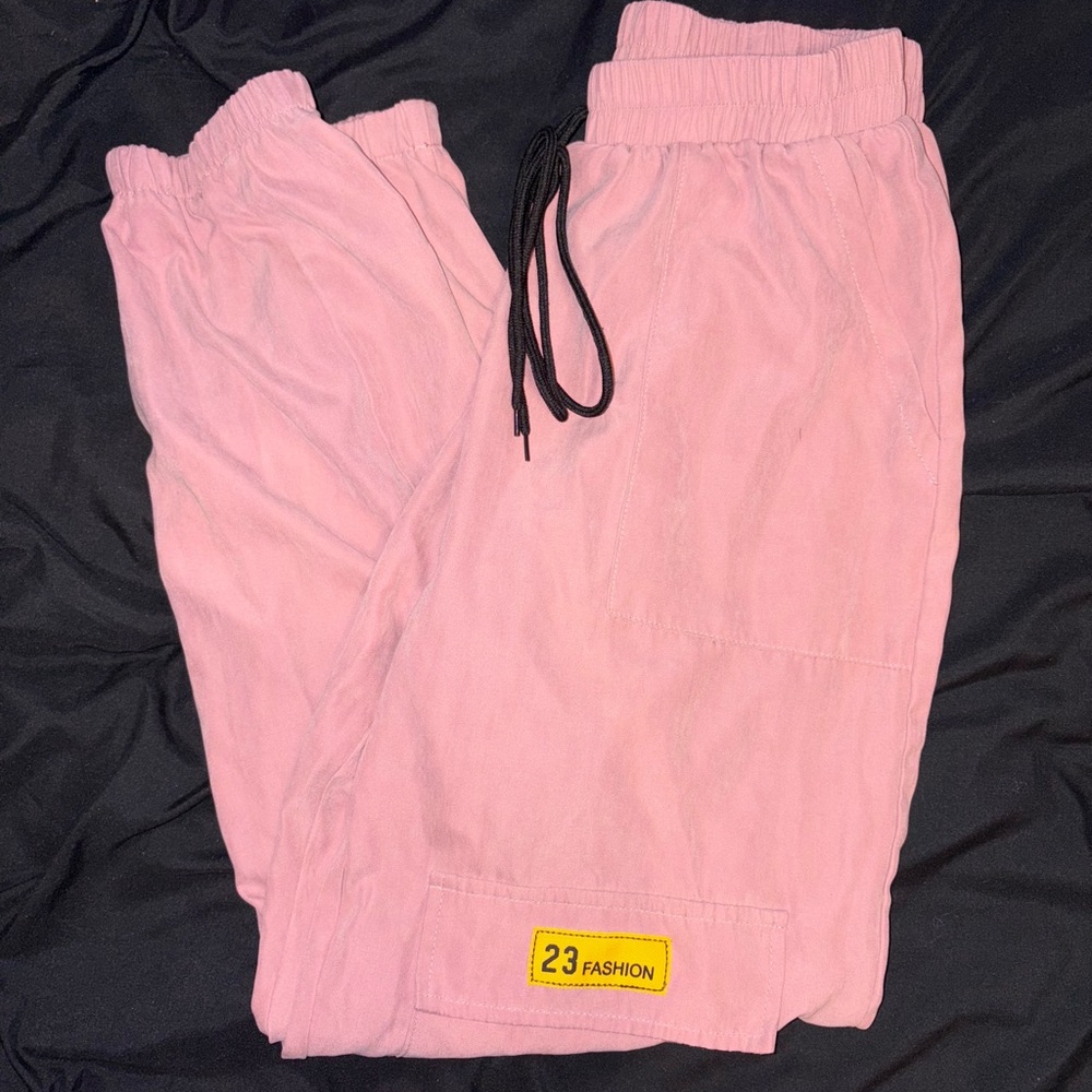 Pink Joggers with Black Drawstring